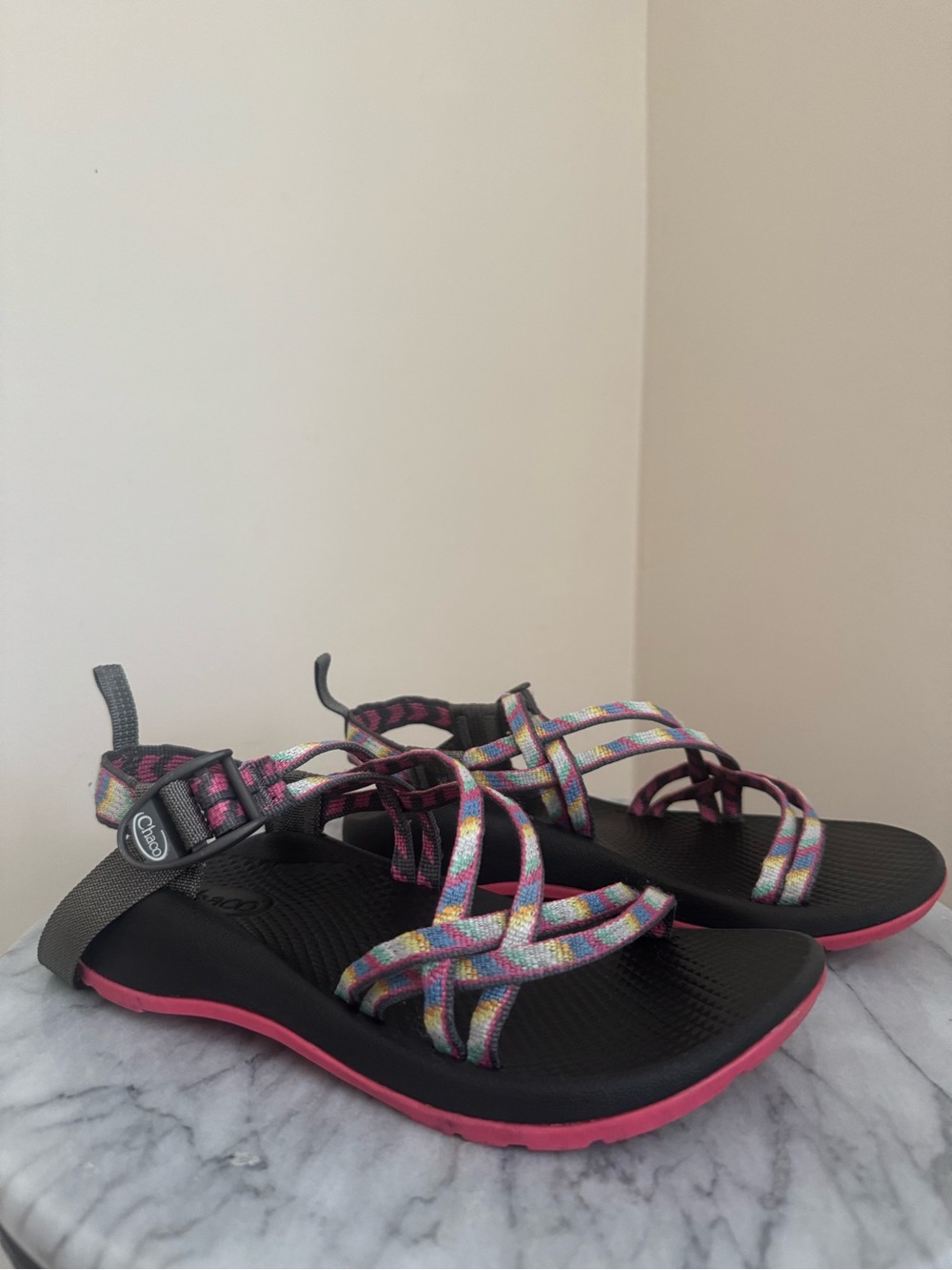 Chaco Kids ZX/1 Ecotread Sandals Girls Size 4 Fletched Pink Strappy Adjustable